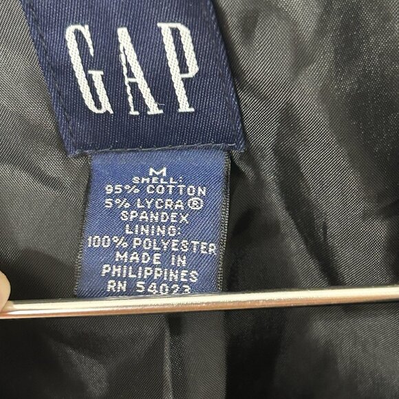 VTG GAP Jacket M Black Zip Classic Stretch Cotton Y2K 90s Style 2001 Lined - Picture 4 of 11
